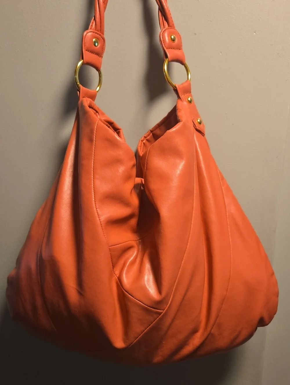 Orange Soft Hobo Shoulder Bag